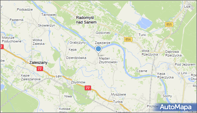 mapa Majdan Zbydniowski, Majdan Zbydniowski na mapie Targeo